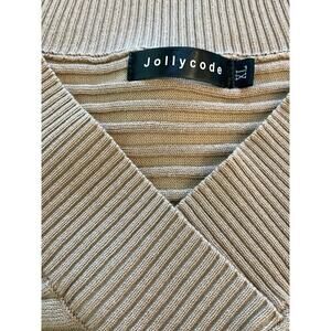 Jollycode XL Batwing Khaki V neck  ribbed stretch sweater XL